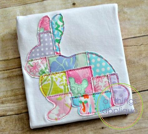 Patchwork Bunny Applique, Bean Stitch - 4 Sizes! All Things Applique Easter Pillows Diy, Bunny Applique Patterns, Easter Applique Designs, Easter Mantle, Easter Sewing, Bunny Applique, Easter Applique, Spring Sewing, Bean Stitch