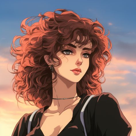 1980s anime screenshot, a beautiful woman with long curly hair Hair Avatar, 1980s Anime, Long Curly Hair, Long Curly, Beautiful Woman, Red Hair, Curly Hair, Avatar, Red