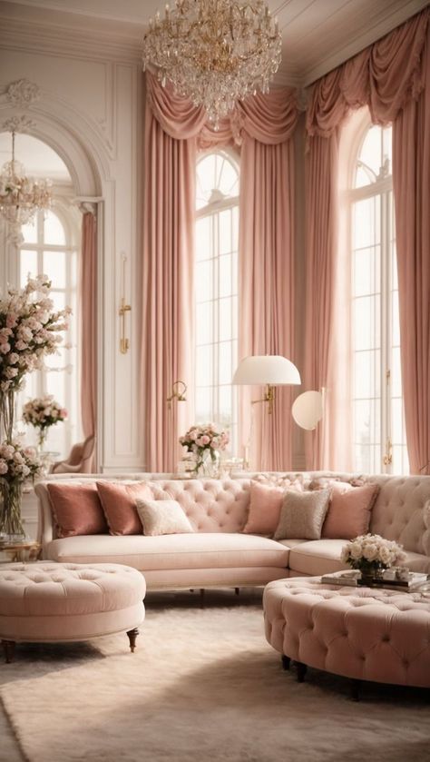 Girly Interior, Boho Living Room Decor Ideas, Saloon Decor, Luxury Living Room Inspiration, Dc Apartment, Beautiful Bed Designs, Pink Living Room Decor, 2024 Bedroom, Grandmillennial Style