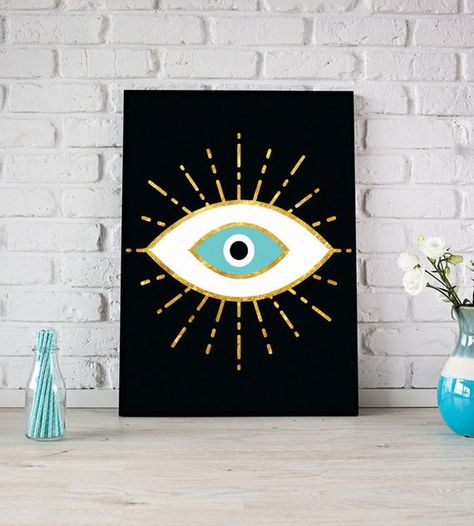 Evil Eye Art, Afrikaanse Kunst, Cute Canvas Paintings, Eye Painting, Small Canvas Art, Bohemian Art, Mini Canvas Art, Painting Art Projects, Eye Art