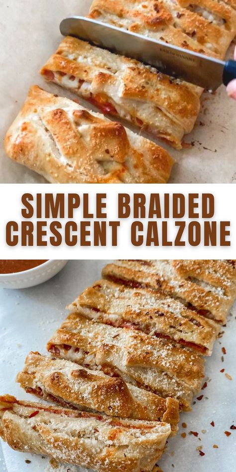 Pepperoni Calzone, Crescent Pizza, Crescent Roll Pizza, Calzone Recipe, Crescent Recipes, Calzone Pizza, Side Dishes Salads, Crescent Dough, Pizza Recipes Dough