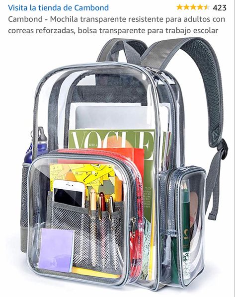 Backpack For Work, Transparent Backpack, Clear Backpacks, Backpack For School, Clear Backpack, Bag Transparent, School Books, Student Backpacks, Clear Bags