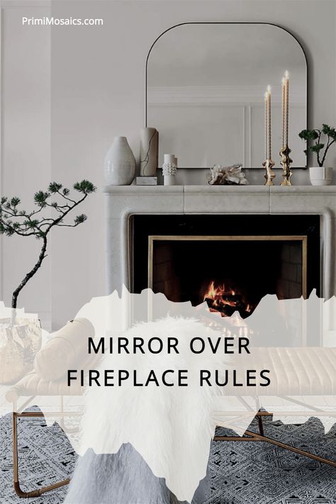 Fireplace Styling With Mirror, Fire Place Mirrors, Farmhouse Mirror Over Fireplace, Tall Mirror Over Fireplace, Mirrors On Fireplaces, Over Fireplace Mirrors, Mirror Over Stone Fireplace Mantle, Modern Mirror Over Fireplace, What Size Mirror Over Fireplace