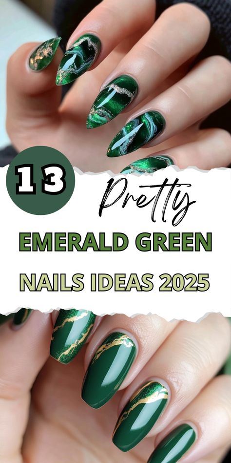 13 Pretty Emerald Green Nails Ideas 2025 Emerald Green Nail Ideas, Emerald Green Nail, Green Nails Ideas, Emerald Green Nails, Green Nail Ideas, Natural Looking Nails, Fruit Animals, Green Nail, Green Fruit