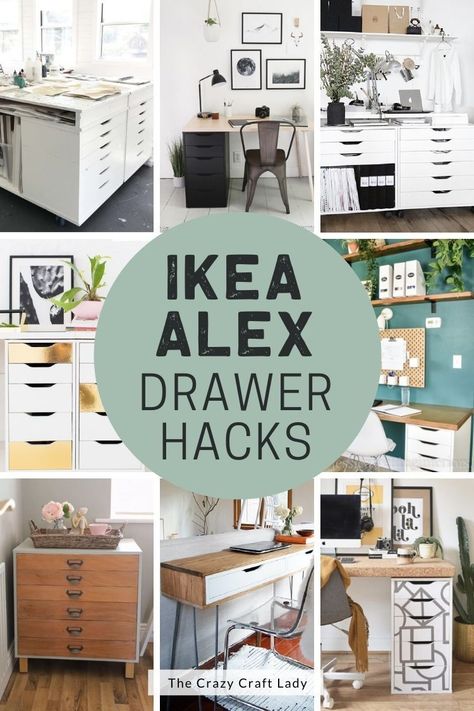 The popular Ikea Alex drawer units are a frugal way to create great-looking furniture with plenty of storage space. Ikea Alex Drawers Hack Office, Ikea Drawer Unit, Office Drawers Storage, Ikea Alex Printer Hack, Ikea Alex Organization, Ikea Alex Drawers Makeover, Ikea Galant Drawer, Alex Drawers Organization, Ikea Alex Drawers Craft