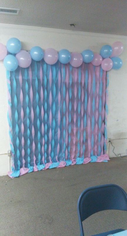 Gender Reveal Ideas For Party Backdrop, Diy Backdrop For Gender Reveal, Gender Reveal Ideas Decorations Outside, Gender Reveal Schedule, Gender Reveal For Party Decoration, Gender Reveal Back Drops Party Ideas, Dollar Tree Gender Reveal Decorations, Gender Reveal Birthday Party, Diy Gender Reveal Decor