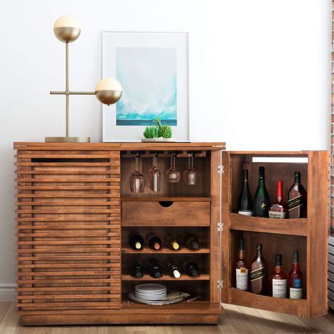 Home Bar Ideas, Ashley Furniture Homestore, Wine Cabinet, Brass Table Lamps, Cabinet Features, White Table Lamp, Fir Wood, Wine Cabinets, Bar Cabinet