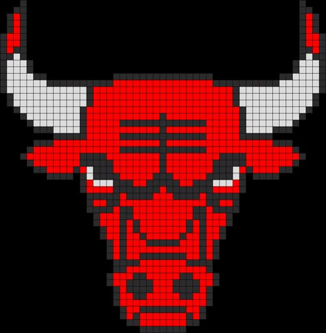 Patrón Bulls Perler Bead / Bead Sprite Basketball Pixel Art, Football Pixel Art, Pixel Art Football, Pixel Logo, Bobble Stitch Crochet, Kandi Cuffs, Easy Pixel Art, Pony Bead Patterns, Pixel Crochet