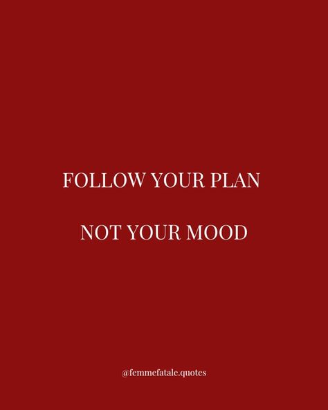 Your emotions will fluctuate... but your goals don’t. Success isn’t about acting when you *feel* like it—it’s about sticking to the plan, no matter how you feel in the moment. Discipline beats motivation every time. 💪 Keep showing up for yourself. Stick to the routines, the habits, and the plan that’s going to get you where you want to be. Mood changes, but progress comes when you stay committed. Consistency is the real game-changer! 🔥 --- Follow @femmefatale.quotes for more #FollowThePl... Stick To The Plan Not Your Mood, Follow The Plan Not The Mood, Follow Your Plan Not Your Mood, Keep Showing Up For Yourself, Showing Up For Yourself, Mood Changes, Goal Quotes, Follow You, The Plan