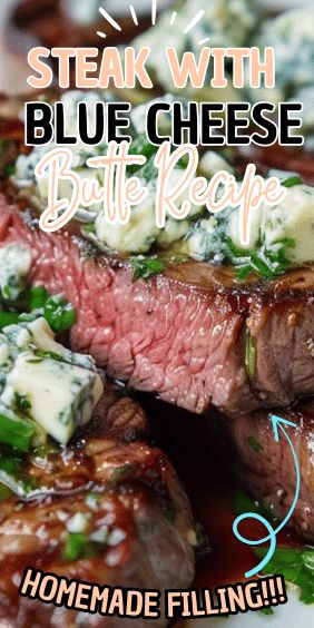 Steak with Blue Cheese Butte Blue Cheese Crusted Steak, Blue Cheese Butter For Steak, Butter For Steak, Blue Cheese Steak, Steak Toppings, Blue Cheese Butter, Steak With Blue Cheese, Pan Seared Steak, Cheese Steak Sandwich