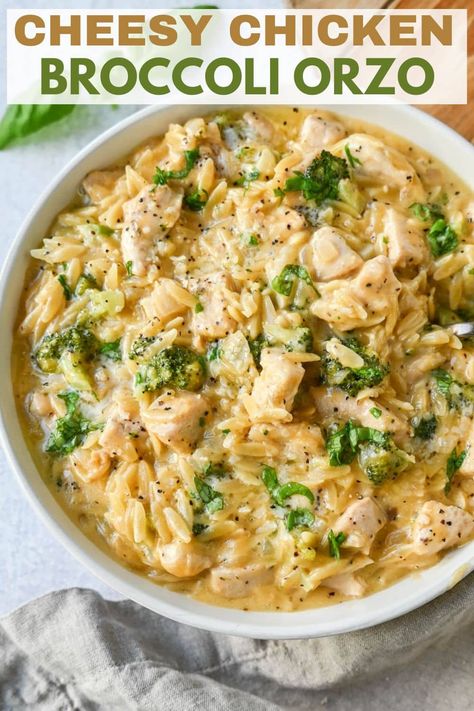 Orzo Salad Dressing, Chicken Broccoli Orzo, Cold Orzo Salad, Orzo Salad Recipes Cold, Orzo Salad With Chicken, Chicken Orzo Skillet, Chicken Orzo Salad, Broccoli Orzo, Orzo Skillet