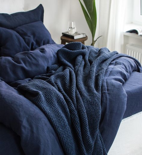 Waffle Coverlet in Midnight Blue. Waffle Bed Cover in Navy Blue. Extra Soft & Puffy Linen Waffle Bedspread. Navy Blue Waffle Coverlet. - Etsy Navy Blue Bedding Sets, Hogwarts Bedroom, Navy Blue Bedding, Louisiana House, Navy Bedding, Blue Linen Bedding, Blue Bedding Sets, Bed Making, Midnight Blue Color