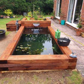 Above Ground Pond, Raised Pond, Kolam Koi, Garden Pond Design, Turtle Pond, Diy Pond, Pond Ideas, Pond Water Features, Aquaponics System