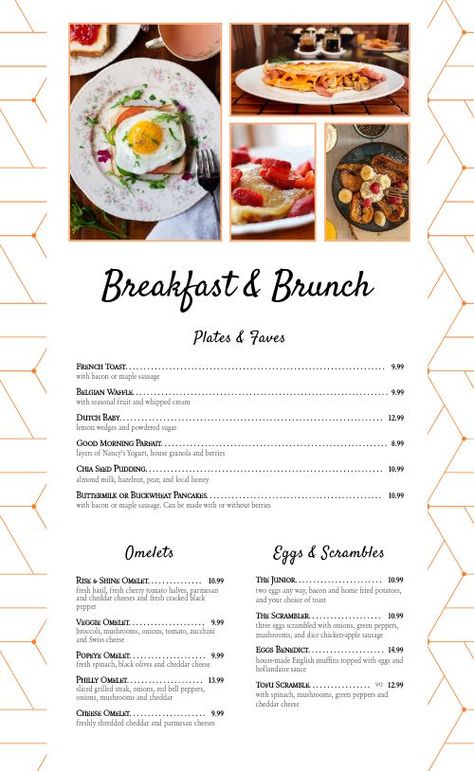 Geometric Collage Breakfast Menu Breakfast Menu Template, Simple Breakfast Menu, Home Fried Potatoes, Breakfast Brunch Menu, Breakfast Diner, Diner Menu, Breakfast Crepes, Geometric Collage, Breakfast Cafe