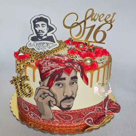 Tupac taart. Tupac Cake, Tupac Birthday, Hip Hop Birthday, Cute Diys, Tupac, Kanye West, Cake Designs, Cupcake Cakes, Girl Birthday