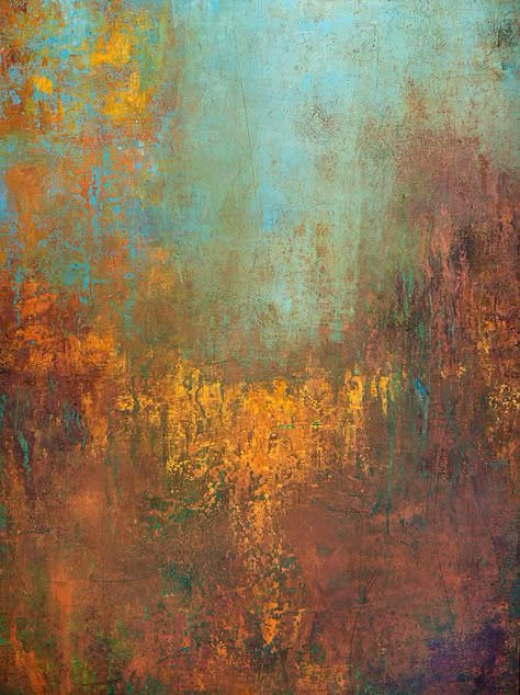 Copper Patina Aesthetic, Copper Abstract Painting, Large Painting Ideas, Rust Effect Paint, Rust Painting, Rust Texture, Rust Wall, Rust Art, Cold Wax Painting