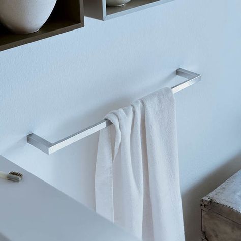 You'll love the Divo Wall Mounted Towel Bar at Wayfair - Great Deals on all Home Improvement products with Free Shipping on most stuff, even the big stuff. Modern Hotel Bathroom, Minimalist Powder Room, Glass Bathroom Shelves, Chrome Towel Bar, Free Standing Towel Rack, Wall Mounted Towel Rack, Bar Rack, Towel Storage, Wall Accessories