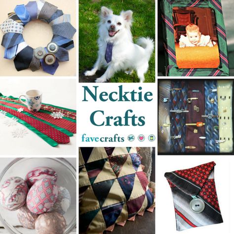 Recycled necktie projects are a fabulous way to use Dad's old neckties that he never wears anymore! Discover a necktie pillow pattern, wreath, table runner, and more great necktie crafts. These projects are fantastic for Father's Day or any time of year! Clean out the closet now and make tie crafts. Belt Diy Ideas, Necktie Pillow, Recycled Christmas Crafts, Neck Tie Projects, Neck Tie Crafts, Old Neck Ties, Old Neck, Diy Necktie Projects, Diy Necktie