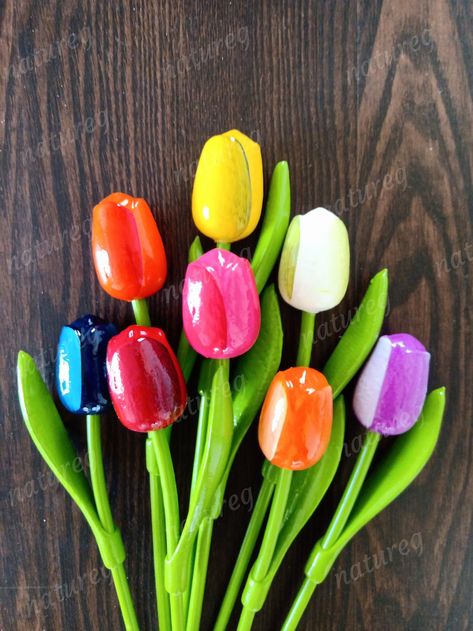 SALE Wood decor tulips different colors Handmade wood | Etsy Wooden Tulips, Holland Tulips, Flowers Cottagecore, Leaf Bookmark, Hemp Leaf, Cottagecore Decor, Handmade Wood, Light Orange, Wood Decor