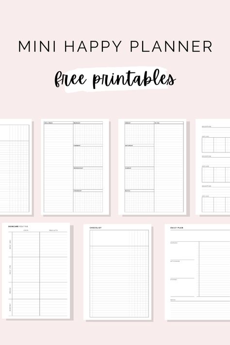 Download FREE printable planner inserts for Mini Happy Planners - including Daily Planner, Weekly Layout and Checklist #freeprintables #minihappyplanner Mini Planner Printables Free, Mini Planner Layouts, Planner 2023 Free Printable, Planner Pages Ideas Layout, Free Daily Planner Printables, A5 Free Planner Printables, Happy Planner Ideas Inspiration, Planner Pdf Free, Free A6 Planner Printables