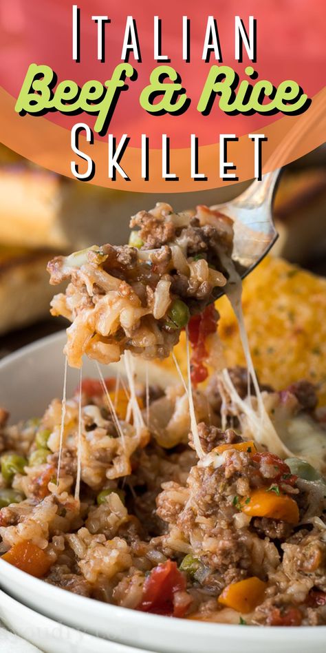 Italian Beef And Rice Skillet, Italian Beef And Rice, Beef And Rice Skillet, Beef Recipes Easy Dinners, Ground Beef And Rice, 2023 Recipes, Healthy Ground Beef, Rice Skillet, Rice Side Dishes