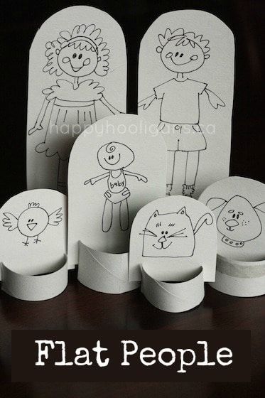 flat people: make a family of paper dolls with a piece of cardboard and a paper towel tube Happy Hooligans, Homemade Paper, Paper Towel Tubes, Doll Family, Cardboard Crafts, Art Activities, Paper Doll, Arts And Crafts For Kids, School Crafts