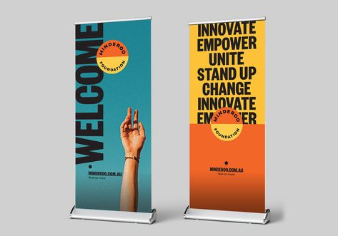 Minderoo Foundation pull-up banner on Behance Vertical Banners Design, Tall Banner Design, Creative Pull Up Banner Design, Table Banner Design, Event Exhibition Design, Promotional Banner Design Ideas, Creative Roll Up Banner Design, Rollup Design Inspiration, Ad Banner Design Ideas