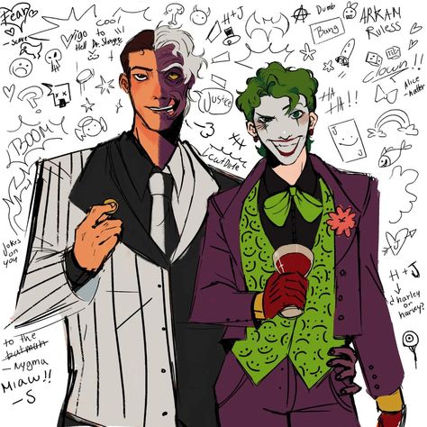 Uhm... Joker.. something something ... Cute....erhm something something #jokerdc #jokerdccomics #joker #jokerart #jeremiahvaleska #jeremiahvaleskafanart #harveydent #harveydentfanart #twoface #twofacefanart #fanart #art #artist Twoface Fanart, Joker Redesign, The Joker Comic, Joker Fanart, Joker Comic, Gotham Villains, Harvey Dent, Masked Men, Batman Stuff