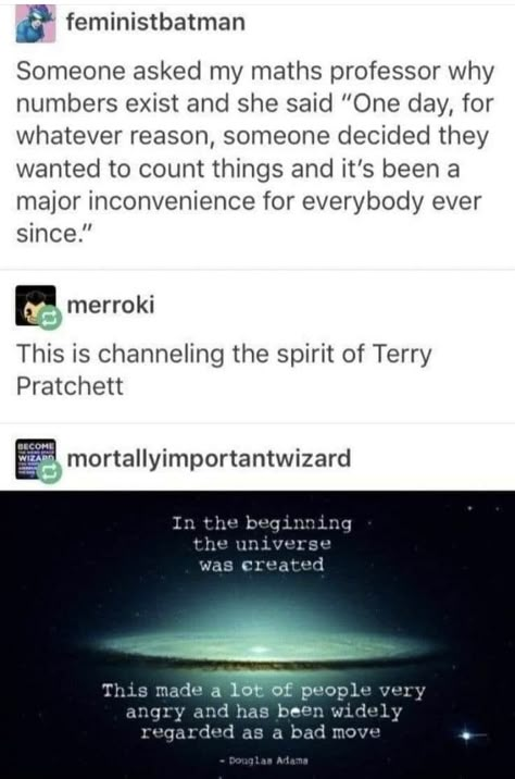 Math Professor, Humor Hilarious, Dc Memes, Terry Pratchett, Different Languages, Funny Tumblr Posts, Funny Tumblr, Good Omens, What’s Going On