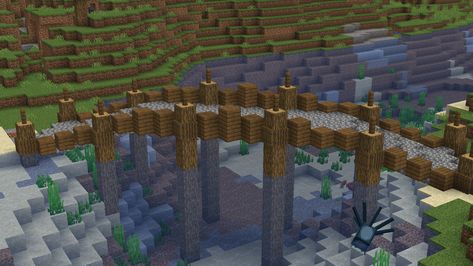 Simple Bridge Minecraft, Minecraft Bridges Long, Minecraft Mountain Bridge Ideas, Minecraft Big Bridge Ideas, Minecraft Bridge Design Long, Minecraft Long Bridge Ideas, Cobblestone Bridge Minecraft, Minecraft Bridge Long, Minecraft Bridge Ideas Long Distance