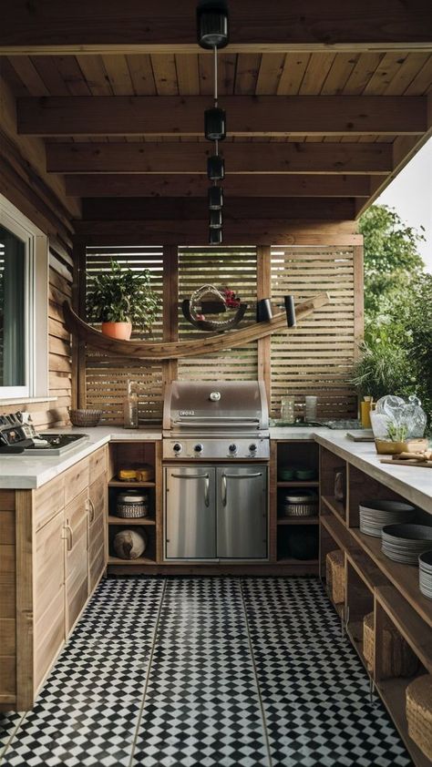 [SponsoredPost] Explore This Cozy And Functional Backyard Bbq Setup That Combines Budget-Friendly Materials With Stylish Design. This Outdoor Space Features A Sleek Bbq Grill Surrounded By Practical Shelving And A Rustic Wooden Pergola. Perfect For Those Looking To Create A Comfortable And Inviting Area Without Breaking The Bank. Incorporate Simple Yet Effective Elements To Enhance Your Backyard Experience #pergoladesignsforrusticoutdoorkitchens Outside Kitchen Ideas Uk, Outdoor Bbq Area On A Budget, Small Outdoor Bbq Area, Bbq Design Ideas, Backyard Bbq Design, Bbq Setup, Bbq Design, Grilling Station, Functional Backyard