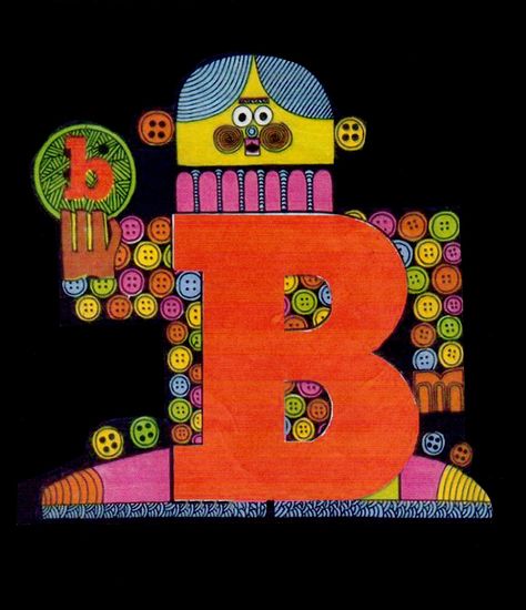 Mister B - Beautiful Buttons The Letter People, Preschool Letter Crafts, Letter People, Erte Art Deco, Erte Art, Preschool Letter, Character Card, Letter Crafts, Heat Rash