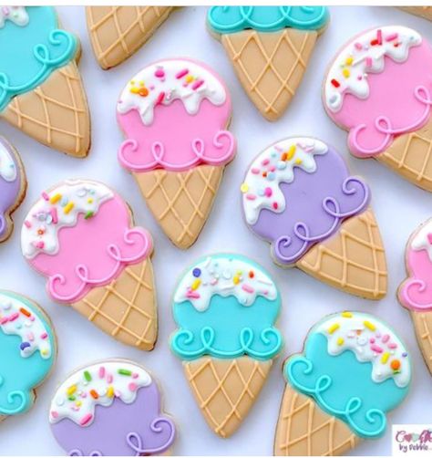 Summer Sugar Cookie Designs, Popsicle Sugar Cookies, Popsicle Cookies Royal Icing, Summertime Cookies Decorated, Summer Theme Sugar Cookies, Summer Sugar Cookies, National Ice Cream Day, Ice Cream Decorations, Perfect Sugar Cookies