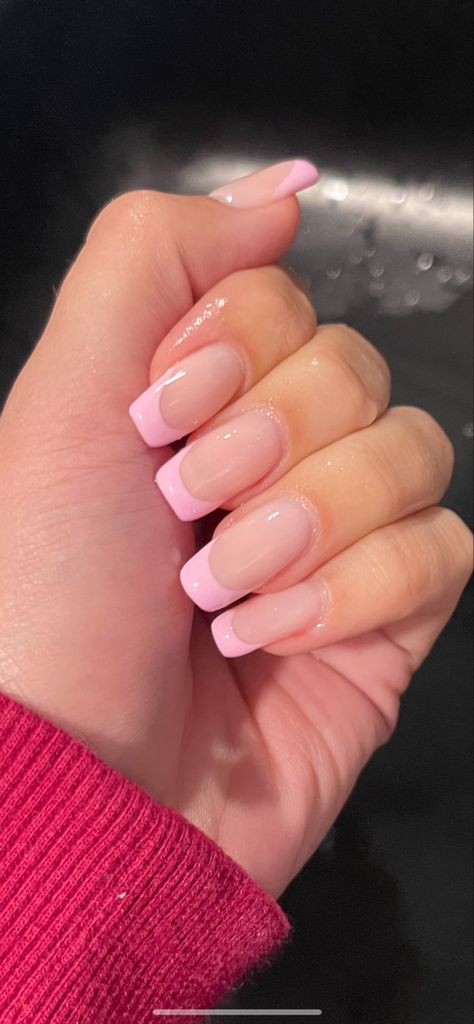 Pink Frenchies- Summer Classy Nails- Gel X Nails- Classic French Tip Nails Simple Spring French Tip Nails, Soft Pink French Tip Nails Square, Pale Pink Tip Nails, Squoval Pink French Tip Nails, Sport Length Acrylic Nails French Tips, Pink French Tip Nails Coffin Short, Square Pink Tips, Shirt Pink French Tip Nails, Light Pink French Tip Square