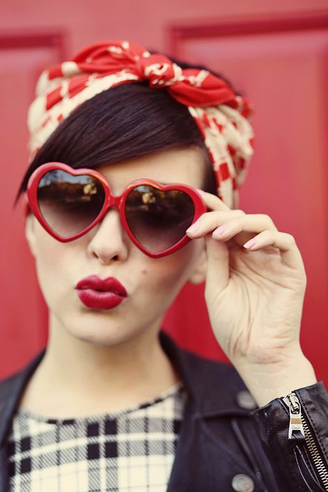 Red Sunglasses, Pin Up, A Woman, Sunglasses, Red