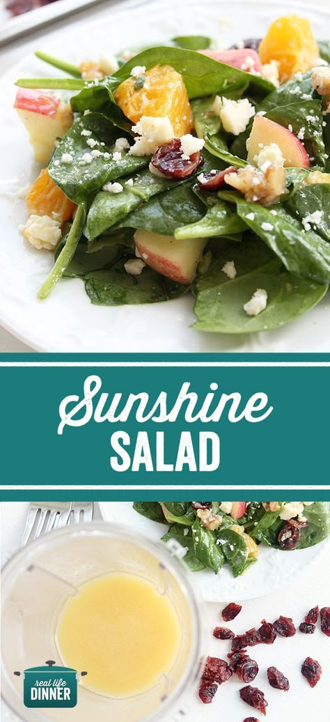 Sunshine Salad, Thanksgiving Menu Recipes, Avocado Spinach Salad, Spinach Salad With Chicken, Fall Salad, Leafy Salad, Romaine Salad, Breakfast Salad, Autumn Salad