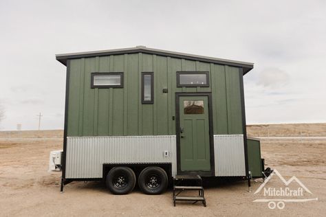 Small Electric Fireplace, Timbercraft Tiny Homes, Corner Loft, Tv Mounted, Tiny Living Space, Tiny House Talk, Tiny House Builders, Small Tub, Bedroom Corner