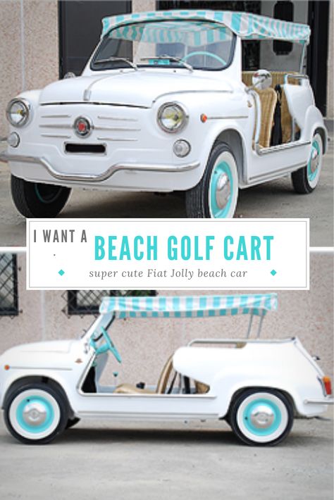 Vintage Golf Cart, Aesthetic Golf Cart, Cute Golf Cart, Beach Golf Cart, 2024 Cars, Fiat Jolly, Golf Cart Bodies, Custom Golf Cart, Street Legal Golf Cart