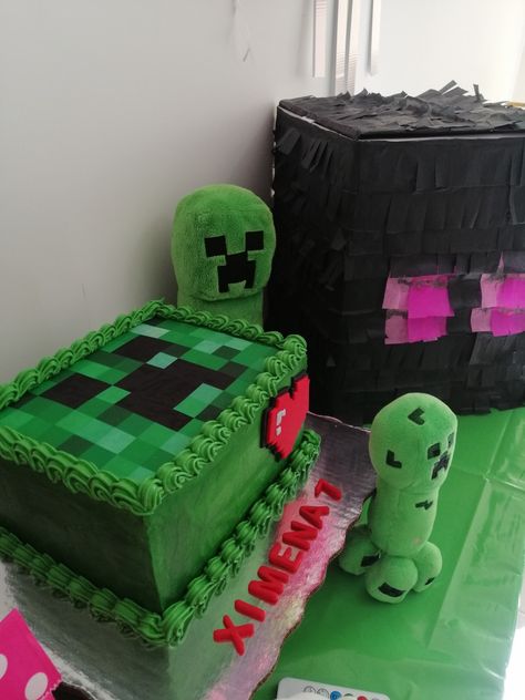 Cumpleaños Minecraft Creeper Niña Pastel Fiesta Minecraft, Pastel, Cake