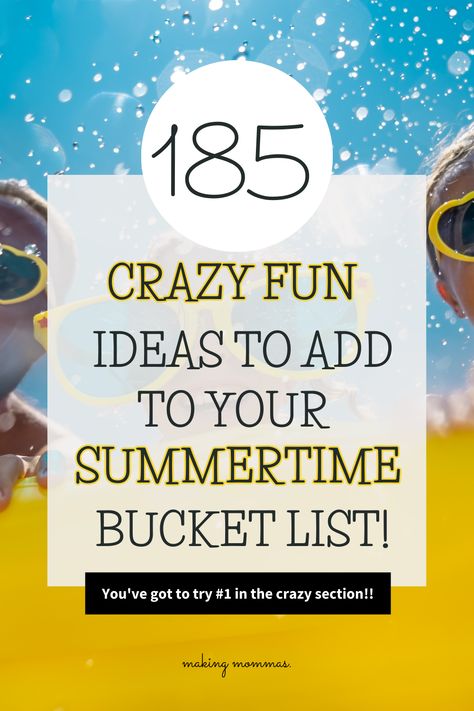 Summer is the time to make the best of the outdoors and explore new activities with the family! From outdoor movies to picnics and hikes, there are so many awesome ideas for summer fun with your kids. Get ready to be inspired and make your summer the best yet with our ultimate summer bucket list for kids. Read the post for 185 crazy and fun ideas to add to your summertime bucket list! Fun Summer Things To Do With Kids, Summer Adventures For Kids, Summer Bucket List Ideas For Kids, Summer Ideas For Kids At Home, Summer Bucket List 2024 Ideas Kids, Kid Summer Bucket List, Things To Do With Kids In Summer, Summer Things To Do With Kids, Summer Bucket List 2024