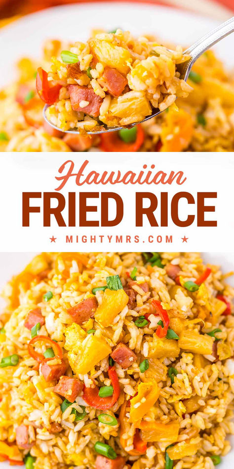 Hawaiian Fried Rice White Rice Meal Prep, Fried Rice Dinner, Rice Meal Prep, Hawaiian Fried Rice, Pineapple Tidbits, Ham Fried Rice, Side Dishes For Ham, White Rice Recipes, Rice Side Dish Recipes