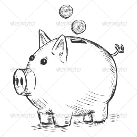 Piggy Bank Drawing, Bank Drawing, 2024 Sketchbook, Money Pig, Checkbook Register, Pig Bank, Sketchbook Challenge, Cap Ideas, Money Bank