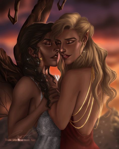 Gina Hilton on Twitter: "At long last... Mor & Emerie ❤️ #fanart #acotar #acomaf #acowar #acosf #morrigan #emerie #darkandbeautifulart… " Mor And Emerie Acotar, Acotar Morrigan And Emerie, Mor X Emerie, Emerie And Mor Acotar Fanart, Emerie And Mor Acotar, Emerie Mor Acotar, Mor Acotar Aesthetic, Acotar Mor And Emerie, A Court Of Silver Flames Aesthetic