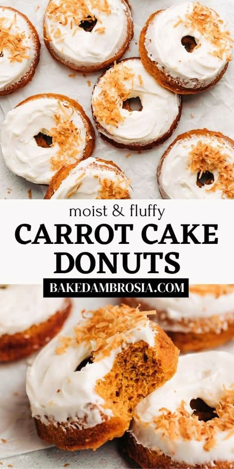 Make Donuts At Home, Donut Recipe Easy, Cake Donuts Baked, Homemade Cream Cheese Icing, Gluten Free Donut Recipe, Donuts At Home, Classic Carrot Cake, Cake Donuts Recipe, Donut Ideas