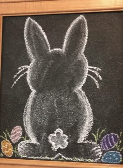 Chalk Bunny Drawing, Cute Easter Chalkboard Ideas, Bunny Chalkboard Art, Easter Blackboard Ideas, Easter Whiteboard Ideas, Spring Chalkboard Ideas Easy, Chalkboard Easter Art, Easy Spring Chalkboard Art, Chalkboard Bunny