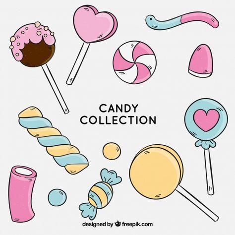 Colorful candies collection in hand draw... | Free Vector #Freepik #freevector #food #hand #hand-drawn #candy How To Draw Candy, Candies Drawing, Candy Vector, Candy Drawing, Candy Logo, Candy Collection, Candy Stickers, Candy Art, Cute Candy