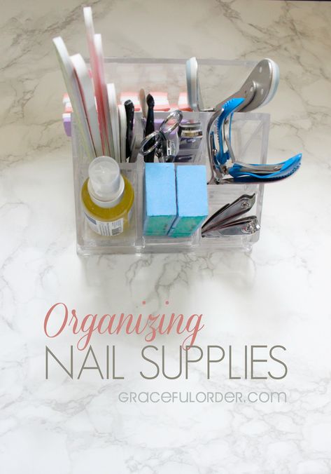 Nail Care Storage, Nail Care Storage Ideas, Nail Tool Organization, Manicure Organization, Nail Care Organization, Nail Products Organization, How To Organize Nail Supplies, At Home Nail Station, Organizing Nail Supplies