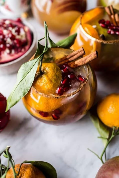 Christmas Sangria Recipes, Fall Sangria Recipes, Christmas Sangria, Cider Sangria, Apple Cider Sangria, Christmas Cocktail, Sangria Recipes, Half Baked, Half Baked Harvest