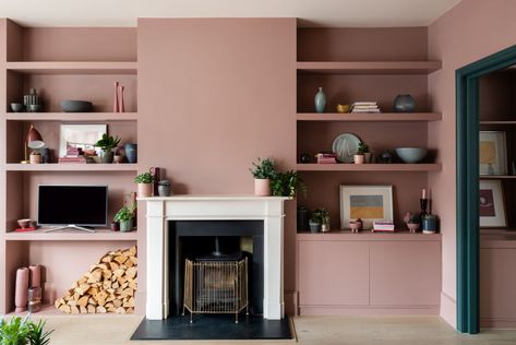 The best Farrow & Ball paint colors, as chosen by designers | Livingetc Potted Shrimp Farrow And Ball, Sliding Door Wall, Edwardian Hallway, Heritage Paint Colours, Farrow And Ball Living Room, Edinburgh Flat, Sefton Park, Terracotta Paint, Potted Shrimp