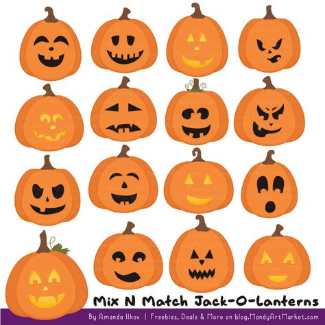 Mix N Match Jack O Lantern Clipart & Vectors Halloween - Etsy Australia Lantern Clipart, Halloween Digital Art, Jack O Lanterns, Pumpkin Vector, Jack O Lantern Faces, Halloween Clips, Jack O'lantern, Pumpkin Clipart, Halloween Vector